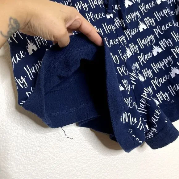 Disney Shorts Plus 3X Disneyland Blue Novelty My Happy Place Terry Cloth Pockets - Picture 7 of 11